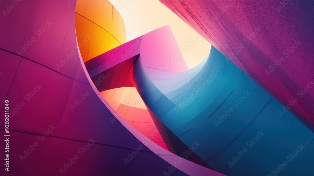Poster elegant abstract architecture with smooth gradients, blending modern geometry with vibrant colors.