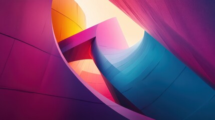 Elegant abstract architecture with smooth gradients, blending modern geometry with vibrant colors.