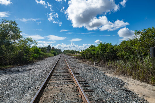 railroad tracks in Savannah, Georgia just outside of Old Fort Jackson