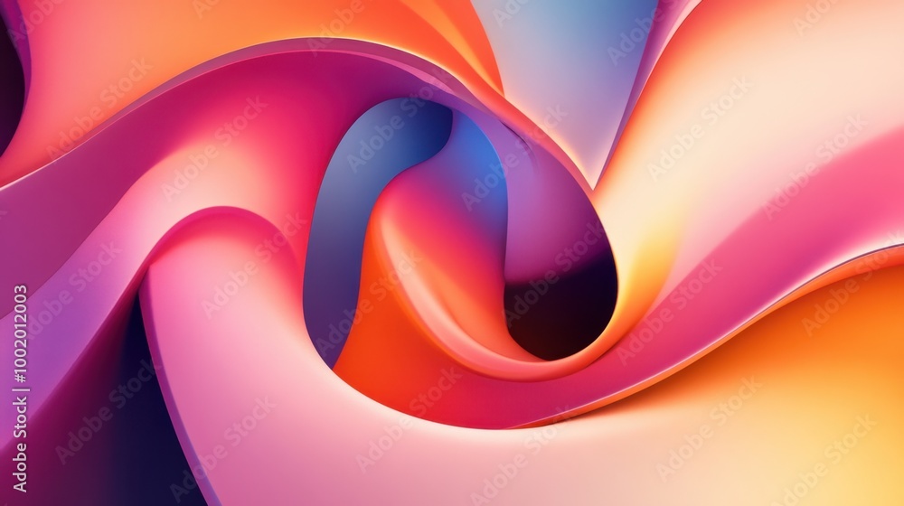 Poster elegant abstract architecture with smooth gradients, blending modern geometry with vibrant colors.