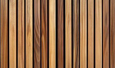  Wooden wall made of vertical panels. Line slats made of wood for a modern interior. Timber planks for cladding facades or fences. Material for cladding in construction. 