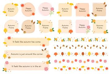 秋のフレームとラインセット　イラスト