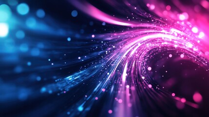 Fototapeta premium Abstract light swirl with vibrant colors and luminous particles, dark background.
