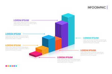 3D bar business statistic infographic template