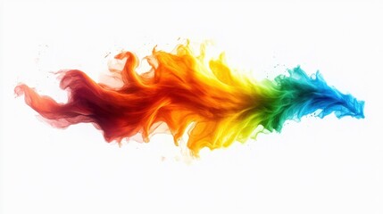 Obraz premium Colorful smoke wave blending vibrant hues, white isolated background.