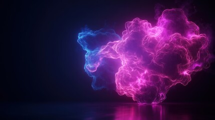 Colorful smoke in shades of pink and blue against a dark background.