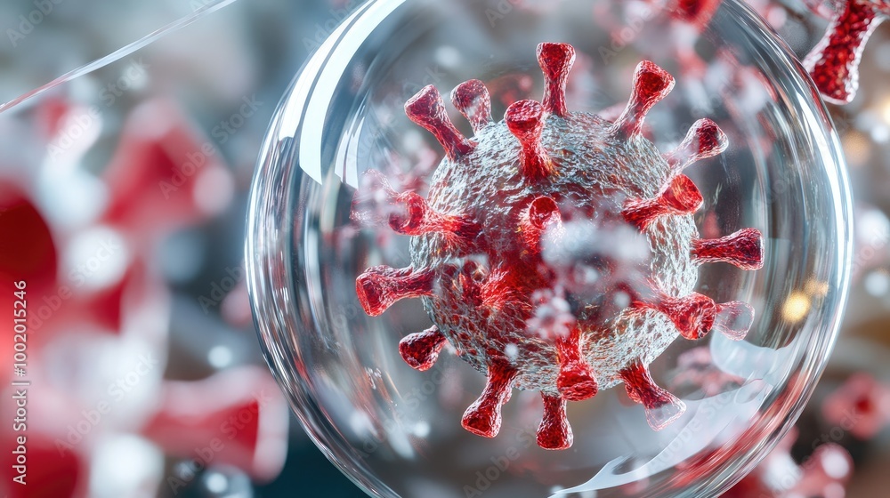 Poster virus cell structure under microscope view