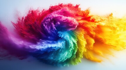 Vibrant color swirl on a white isolated background, showcasing dynamic shades and movement.