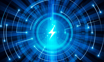 Abstract technology Hitech communication concept of electronic in digital, polygon bolt lighting vector design. 