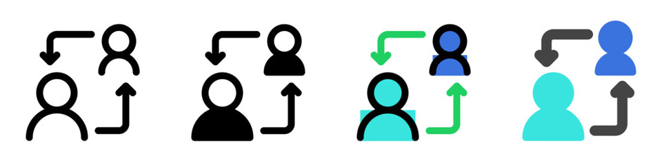 Editable turnover, exchange, substitue, replace, switch, users, accounts vector icon. Work, job. Part of a big icon set family. Perfect for web and app interfaces, presentations, infographics, etc