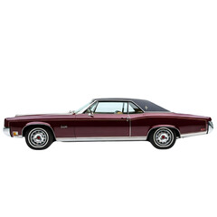 Classic Burgundy Car Side View Vintage Style
