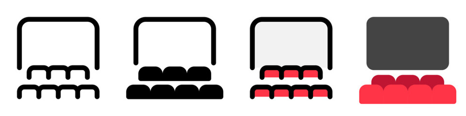 Editable cinema auditorium, seats, screen vector icon. Movie, cinema, entertainment. Part of a big icon set family. Perfect for web and app interfaces, presentations, infographics, etc
