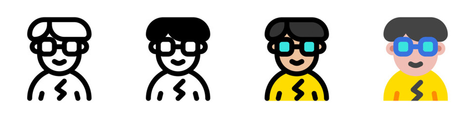 Editable person with bowl haircut and glasses avatar vector icon. User, profile, identity, persona. Part of a big icon set family. Perfect for web and app interfaces, presentations, infographics, etc