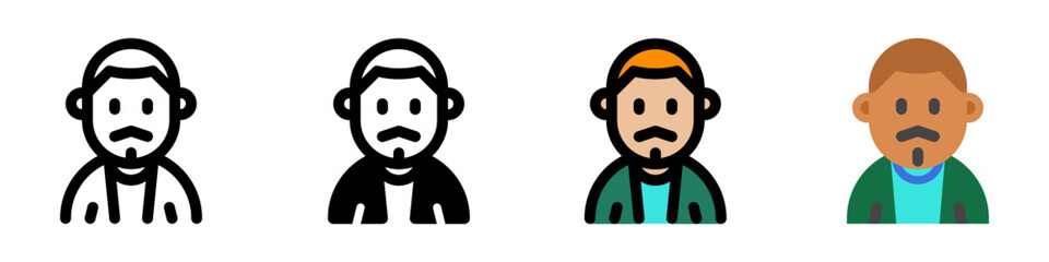 Editable man with buzz haircut and mustache avatar vector icon. User, profile, identity, persona. Part of a big icon set family. Perfect for web and app interfaces, presentations, infographics, etc