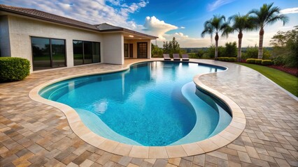 Custom kidney shaped pool isolated on background for luxury homes , swimming pool, kidney shape