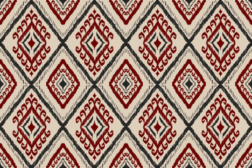 Fabric ethnic pattern art. Ikat seamless pattern in tribal. American, Mexican style. Design for background, wallpaper, illustration, fabric, clothing, carpet, textile, batik, embroidery.