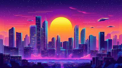 Neon Shadows in a Futuristic City Dusk