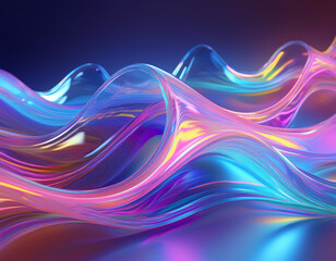 Obraz premium Vibrant, flowing waves of iridescent colors, creating a dynamic and abstract image