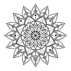 Abstract black and white floral mandala design vector illustration with an ornamental flower pattern, perfect for tattoo design or decorative art