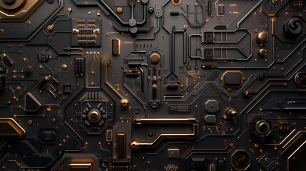Fototapeta premium 3d material dark brown mechanism circuit texture background