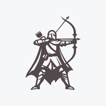 archer knight aiming bow and arrow clip art preview