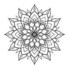 Abstract black and white floral mandala design vector illustration with an ornamental flower pattern, perfect for tattoo design or decorative art