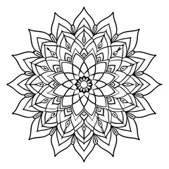 Abstract black and white floral mandala design vector illustration with an ornamental flower pattern, perfect for tattoo design or decorative art