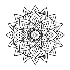 Abstract black and white floral mandala design vector illustration with an ornamental flower pattern, perfect for tattoo design or decorative art