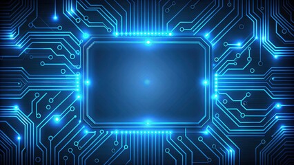 Abstract technology background with blue neon circuit design, Abstract, Technology, Background, Blue, Neon, Circuit, Design