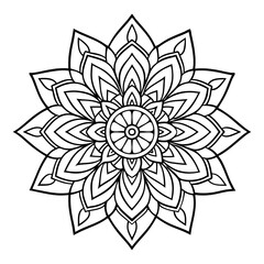 Abstract black and white floral mandala design vector illustration with an ornamental flower pattern, perfect for tattoo design or decorative art