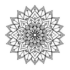 Abstract black and white floral mandala design vector illustration with an ornamental flower pattern, perfect for tattoo design or decorative art