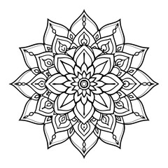 Abstract black and white floral mandala design vector illustration with an ornamental flower pattern, perfect for tattoo design or decorative art