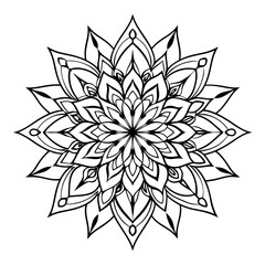 Abstract black and white floral vector illustration with an ornamental flower pattern, perfect for tattoo design or decorative art