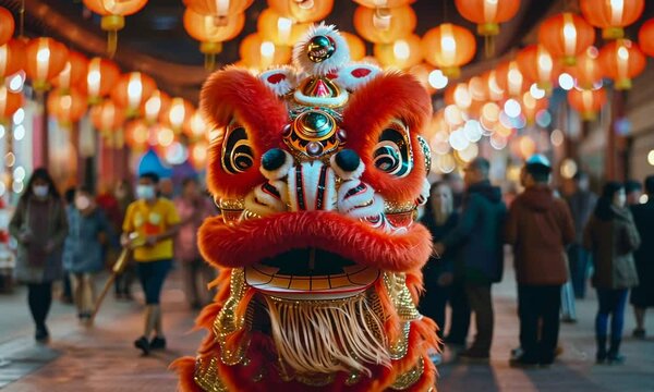 Lion Dance Performance during Chinese New Year