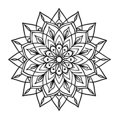 Abstract black and white floral vector illustration with an ornamental flower pattern, perfect for tattoo design or decorative art