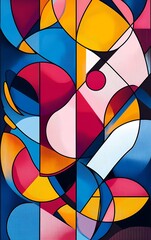 Abstract geometric art with bold colors and dynamic shapes.