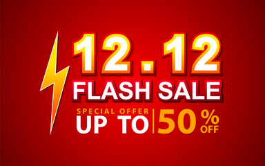 Flash Sale Shopping banner with Thunder sales banner template design for social media and website.