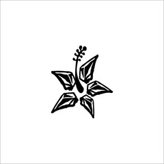 Hibiscus silhouette on white background. Can be used as graphic design.