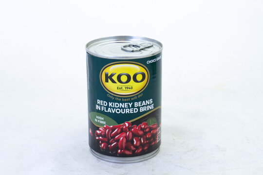 Johannesburg, South Africa - a can of red kidney beans from KOO isolated on a clear background with copy space