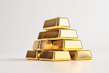 Stacked in a pyramid formation, gold bricks symbolize robust financial growth, representing the concept of a wealth pyramid