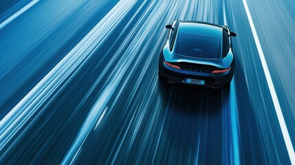 Obraz premium fast moving car on highway