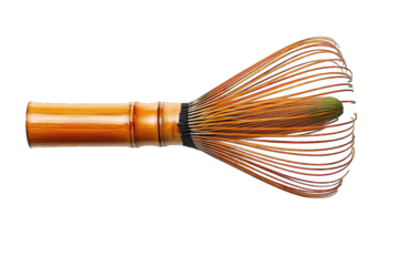 Traditional bamboo whisk used in tea preparation, showcasing fine craftsmanship and unique design for brewing matcha.