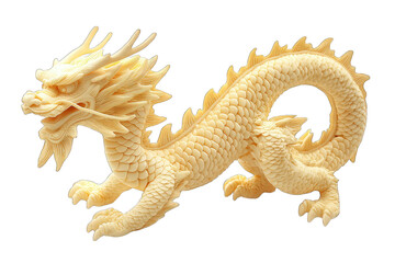Fototapeta premium Intricately carved dragon figurine in ivory, showcasing detailed scales and an elegant pose, perfect for collectors and decor.