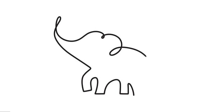 The Elephant Continuous Line Art Animation. Animated Video of pet animals. Active elephant Motion Graphics work. 