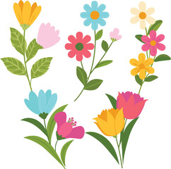 Spring flower collection vector illustration
