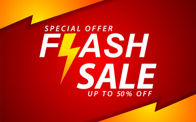 Flash Sale Shopping banner with Thunder sales banner template design for social media and website.