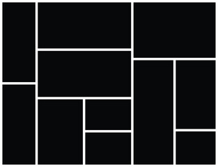 11 Vector photo collage. grid collage template for picture album presentation. interior photo presentation by collage 