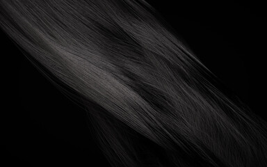 Dark black hair with wave shape, 3d rendering.