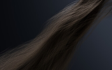 Dark black hair with wave shape, 3d rendering.