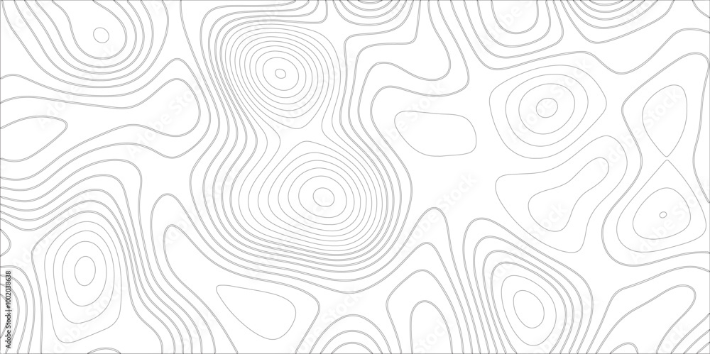 Aufkleber Ocean topographic line map with curvy wave isolines vector illustration. Abstract topographic contours map background, Vector contour topographic map. Cartography texture abstract banner use.	